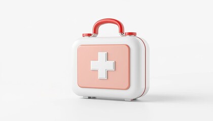 Fototapeta premium Pastel Pink And White First Aid Kit 3D Rendering