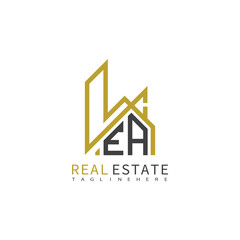 initial monogram logo for real estate With building and home shape creative design.
