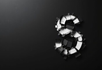  Monochromatic Letter S Design Crafted from Negative Space Shapes Deep Black Background