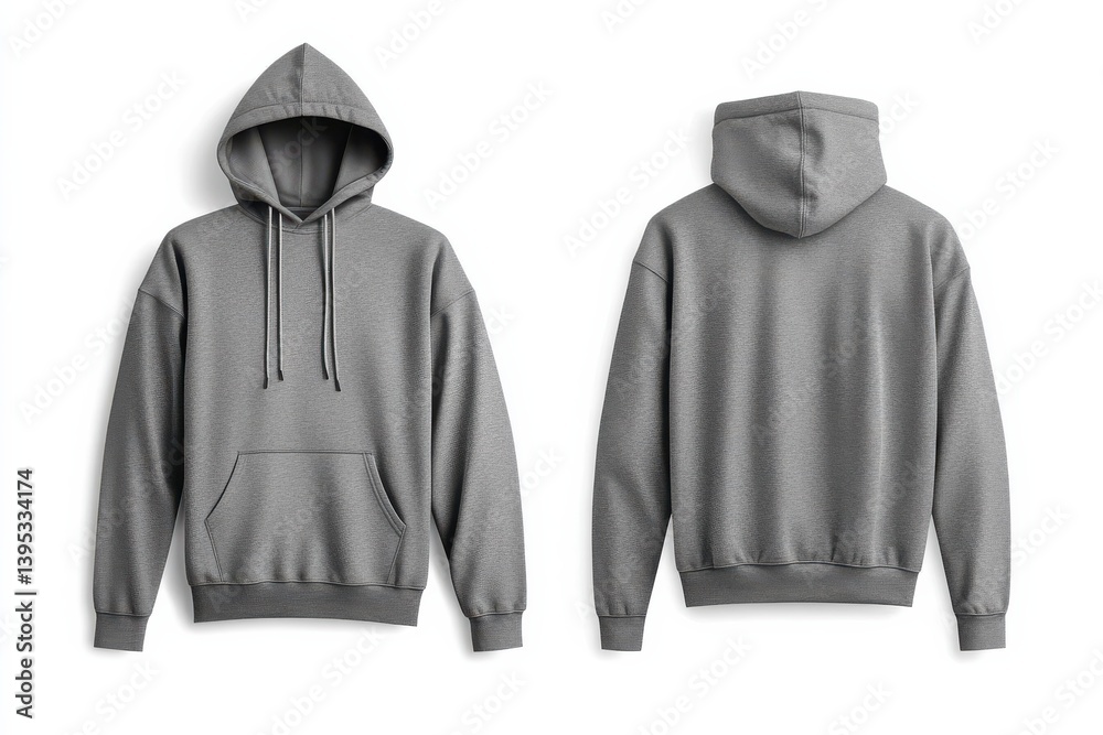 Poster Stylish gray hoodie displayed from multiple angles highlighting comfortable fabric and modern design for casual wear