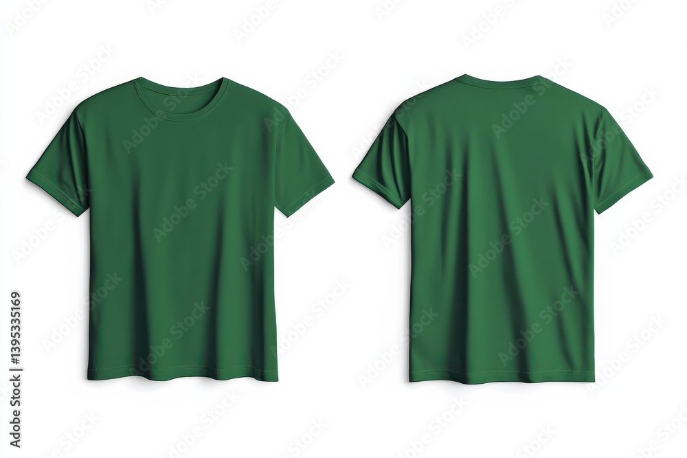 Aufkleber showcasing a green t-shirt design from front and back views with a clean, simple look for casual wea