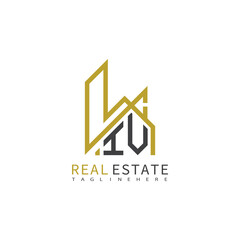 initial monogram logo for real estate With building and home shape creative design.
