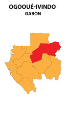 Ogooué-Ivindo  Map is highlighted on the Gabon with detailed state and region outlines.