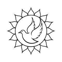 Dove in the Center Surrounded by a Circular Ring