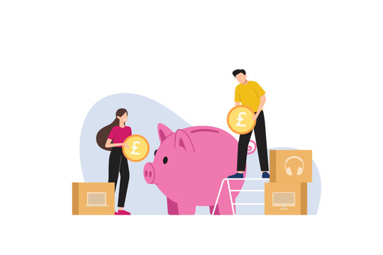 illustration of a person saving in a piggy bank