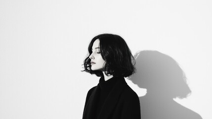 Fashion editorial concept. Captivating monochrome fashion editorial with a sleek minimalist aesthetic