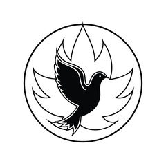 Dove in the Center Surrounded by a Circular Ring