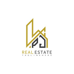 initial monogram logo for real estate With building and home shape creative design.
