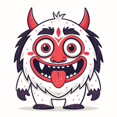 Design a bold, vector illustration of a yokai monster, emphasizing striking lines and vibrant color palettes.  Focus on dynamic, expressive strokes.