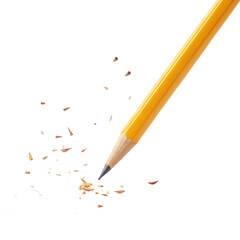 yellow pencil with shavings scattered around, symbolizing creativity and inspiration
