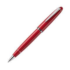 sleek red pen with shiny finish and silver accents, perfect for writing and signing documents with style and elegance