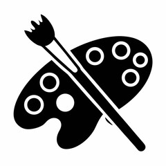 Paint Brush And Palette Icon Symbolizing Artistic Expression And Creative Tools