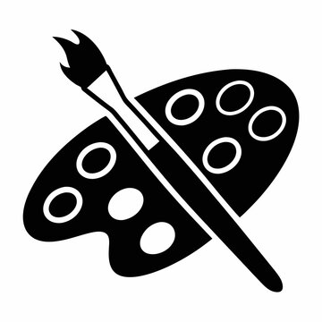 recommend clip art: Artistic Painting Palette And Brush Illustration For Creative Design Projects