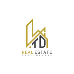 initial monogram logo for real estate With building and home shape creative design.
