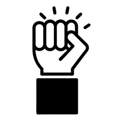 Obraz premium Raised Fist Symbol Of Power Strength And Solidarity Black Outline Vector Illustration