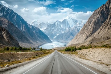 Naklejka premium Icy rocky mountains in snow