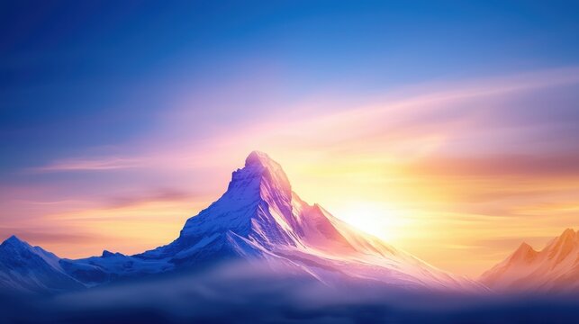 Majestic mountain peak sunrise scenic pathways nature landscape serene environment elevated viewpoint inspirational concept - Powered by Adobe