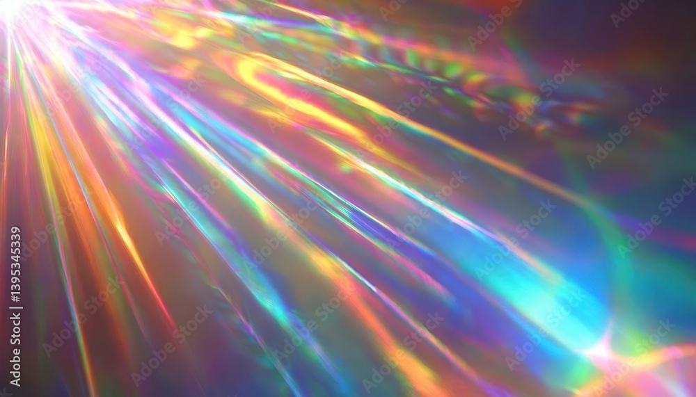 Aufkleber abstract iridescent light beam with rainbow refraction on a gradient surface for futuristic design and digital backdrops

