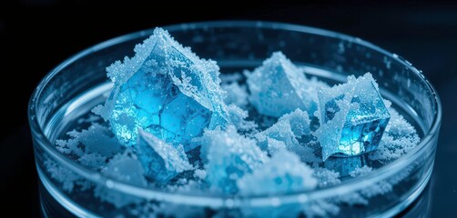  Cryogenic Cyanide Macro Image of Potassium Cyanide Crystals, Ice Cold Color Palette, Dark Background, Stark Elegant