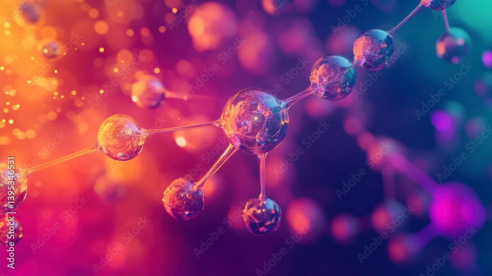 Poster abstract colorful molecular structure.