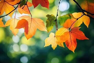 Fototapeta premium Autumn leaves in sunlight (1)