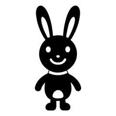Obraz premium Cartoon Rabbit Character Black And White Illustration Standing Isolated On White Background