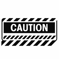 Simple Caution Sign In Black And White With Diagonal Stripes Design Isolated