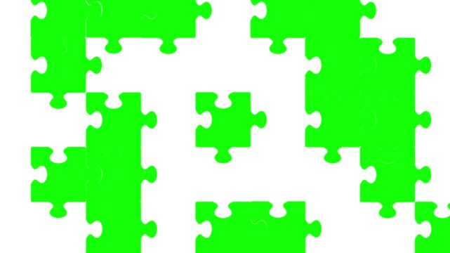 A dissolving wall of green and white puzzle pieces represents transition,  challenge,  and complexity in this digital environment.