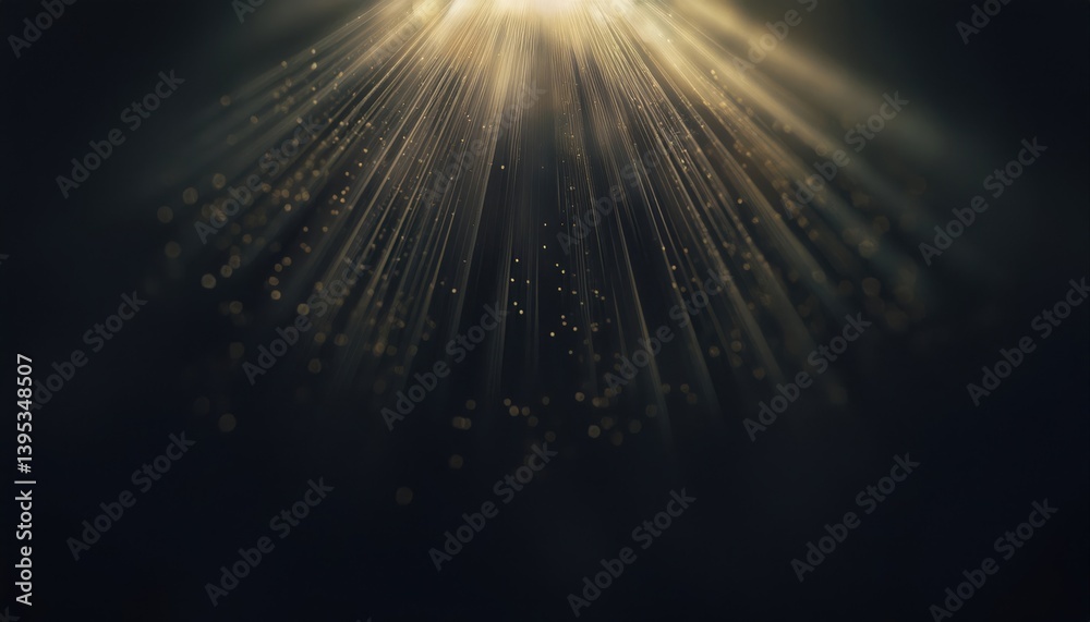 Poster golden light rays in dark abstract background for spiritual, cosmic, or futuristic design with depth