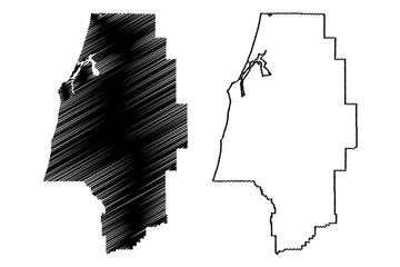 Coos County, Oregon State (U.S. county, United States of America, USA, U.S., US) map vector illustration, scribble sketch Coos map