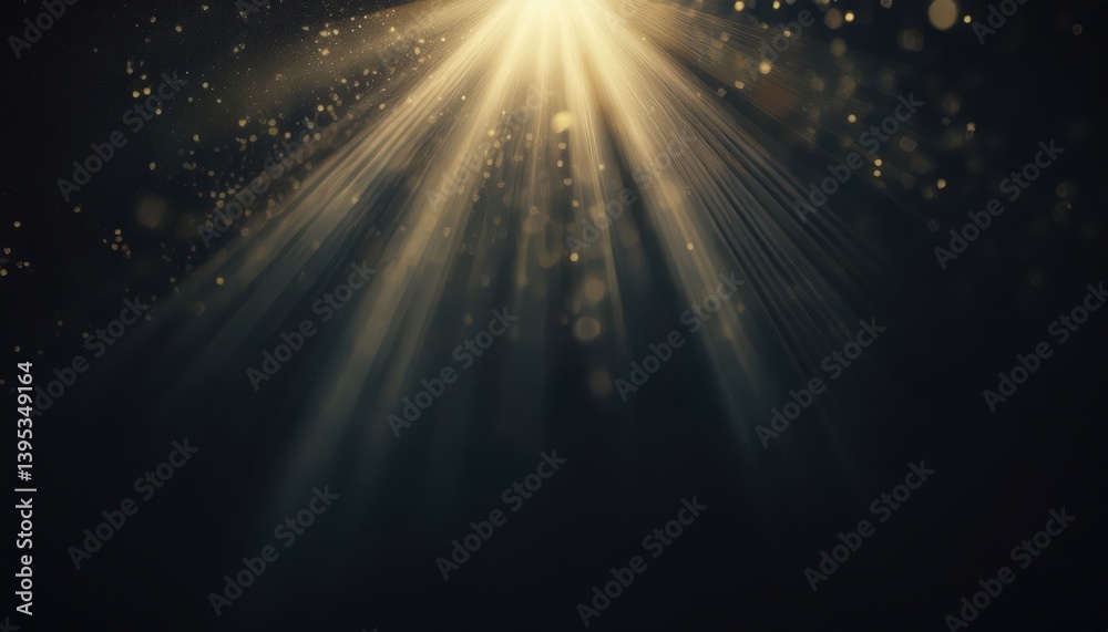 Aufkleber golden light rays in dark abstract background for spiritual, cosmic, or futuristic design with depth