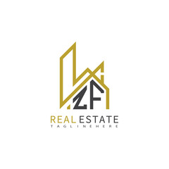 initial monogram logo for real estate With building and home shape creative design.
