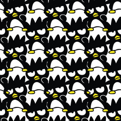 Seamless Pattern Featuring Cartoon Penguins with Monochrome Design for Stylish Artwork