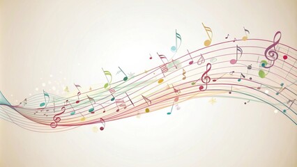 Abstract Musical Notes Wave Design Colorful Melody Background