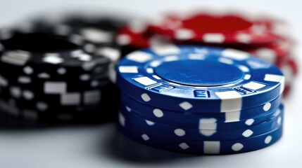 Stacked poker chips in various colors