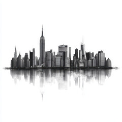 Naklejka premium Panorama view Manhattan on white background.