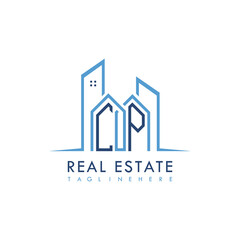 initial monogram logo for real estate With building and home shape creative design.
