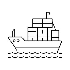Obraz premium cargo ship icon, cargo ship vector illustration-simple illustration of cargo ship, perfect for cargo ship logos and icons