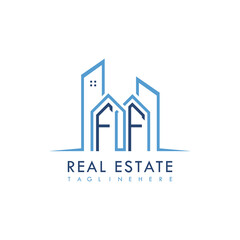 initial monogram logo for real estate With building and home shape creative design.
