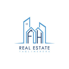 initial monogram logo for real estate With building and home shape creative design.
