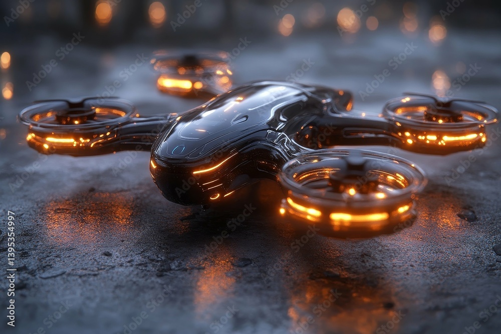 Canvas Prints futuristic drone hovercraft - advanced technology