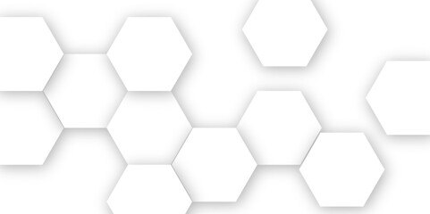 Naklejka premium Abstract white hexagonal geometric background with shadow. Luxury white 3D futuristic honeycomb mosaic white background. Abstract white lines background. Vector Illustration.