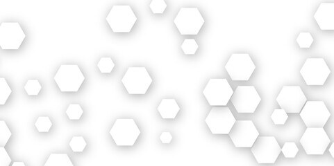 Vector technology background with hexagon concept design. Embossed Hexagon , honeycomb white shadow. Luxury White 3D futuristic honeycomb mosaic white background.