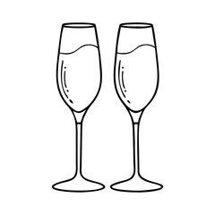 champagne glasses icon, champagne glasses vector illustration-simple illustration of champagne glasses, perfect for champagne glasses logos and icons