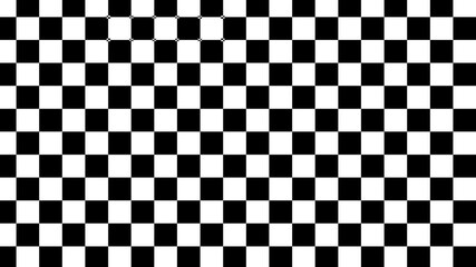A black-and-white checkered pattern in motion creates an illusion of infinite looping movement in space.