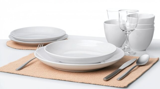 Elegant Table Setting with White Plates and Glassware
