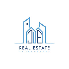 initial monogram logo for real estate With building and home shape creative design.
