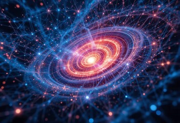 Obraz premium Abstract Galaxy Cybersecurity and Data Backup Illustrated in a Star Filled Network