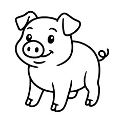 Obraz premium line art logo mascot illustration of a pig