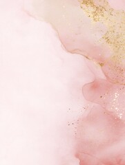 Fototapeta premium Elegant pink and gold abstract watercolor background with glitter, perfect for feminine and luxury designs